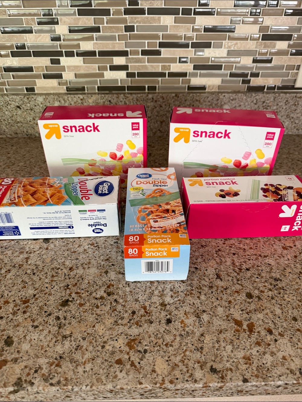 Snack Portion Zip Top Bags - Pink & White Packaging (Lot)